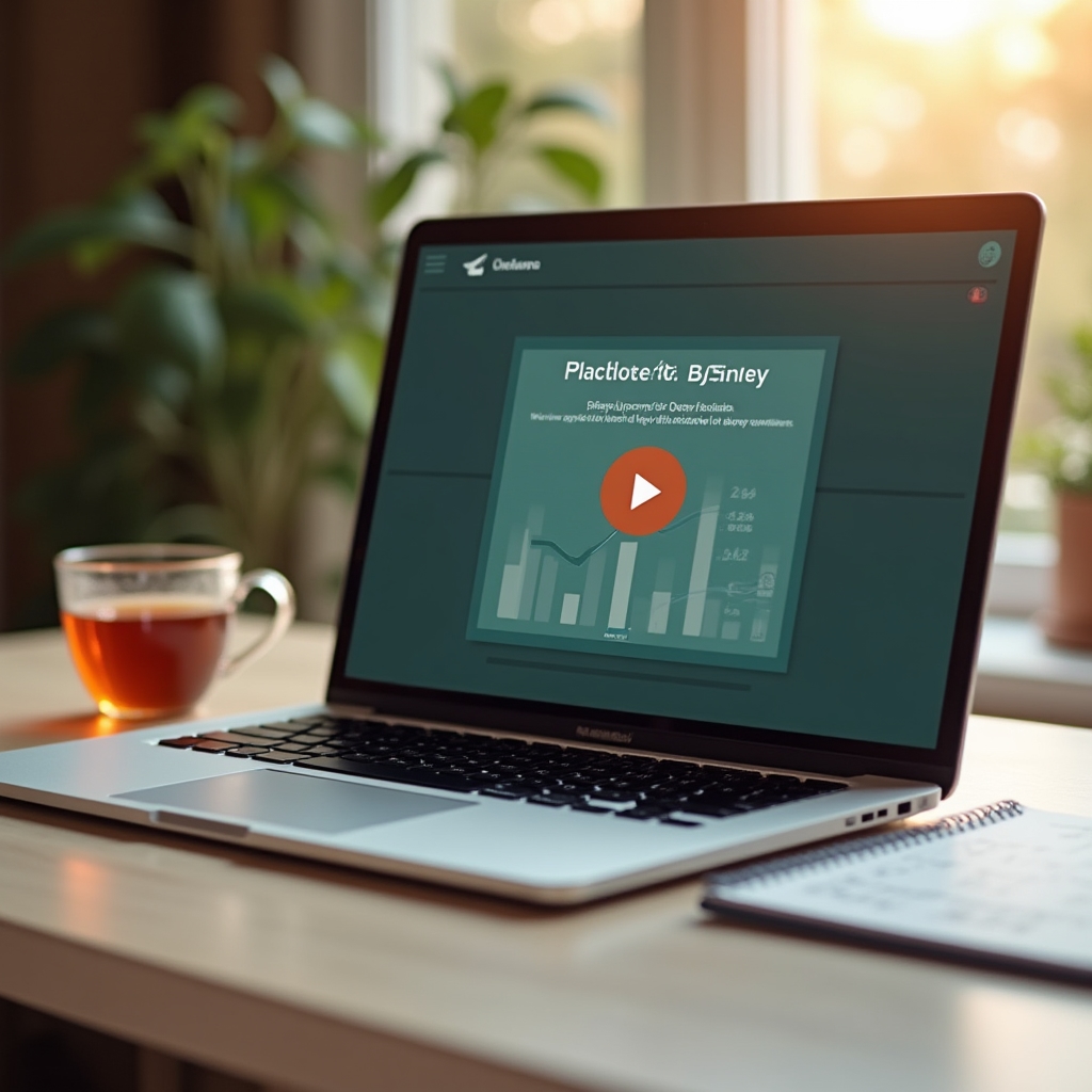 Notebook s přehrávaným videem online kurzu o výplatní pásce